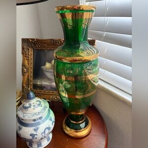 Luxurious Green and Gold Vase